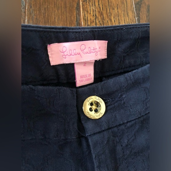 Lilly Pulitzer Women’s 2 Navy Blue Lattice Textured Skinny Ankle Pants - Picture 5 of 12